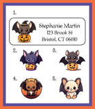 Personalized Cute HALLOWEEN BATS Labels, Property of, Address Labels, Sets of 30 Labels, Pumpkins