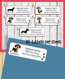Personalized Dachshund Return Address Labels, I Love my Dachshund, Dog Labels - J & S Graphics
