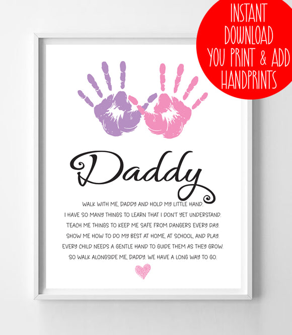 Father's Day Handprint Printable, Gift for Daddy, DIY Craft Gift for Dad, Father's Day Printable, First Father's Day Gift, Digital Download