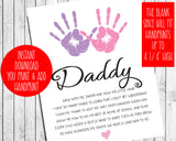 Father's Day Handprint Printable, Gift for Daddy, DIY Craft Gift for Dad, Father's Day Printable, First Father's Day Gift, Digital Download