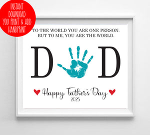 Father's Day Handprint Printable, Gift for Daddy, DIY Craft Gift for Dad, Father's Day Printable, First Father's Day Gift, Digital Download