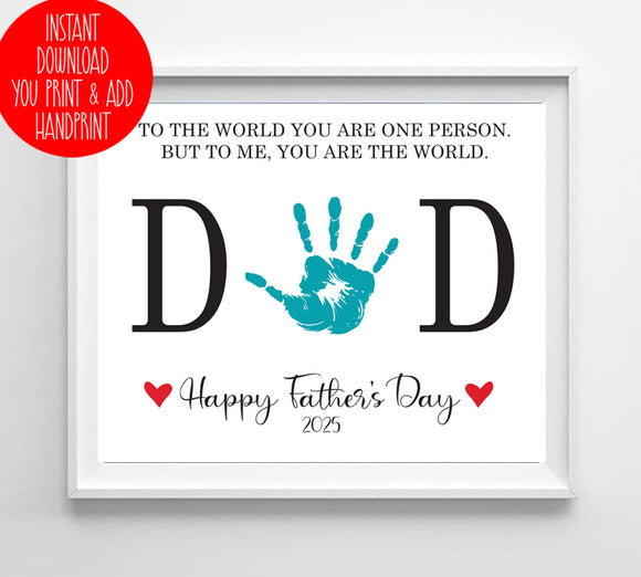 Father's Day Handprint Printable, Gift for Daddy, DIY Craft Gift for Dad, Father's Day Printable, First Father's Day Gift, Digital Download