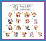 Personalized Animals with Dasies Return Address Labels, 30 per set
