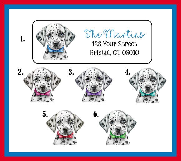 Personalized DALMATIANS wearing Bowties Return ADDRESS Labels, 30 per sheet