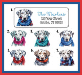 Personalized DALMATIANS wearing Scarves Return ADDRESS Labels, 30 per sheet