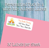 Personalized Ducky in Wash Tub Return Address Labels