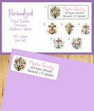 Easter Crosses Address Labels, 30 Return Personalized Address Labels per sheet, Everyday Labels, Flowers, Lilies - J & S Graphics