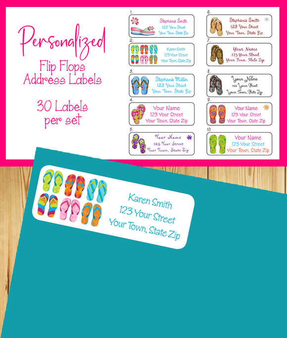 Personalized FLIP FLOPS Address Labels Summer, Beach, Flip Flop Return Address LABELS