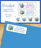 Forget Me Not Floral Address Labels, 30 Return Personalized Address Labels per sheet, Everyday Labels, Flowers, Purple - J & S Graphics