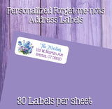 Forget Me Not Floral Address Labels, 30 Return Personalized Address Labels per sheet, Everyday Labels, Flowers, Purple - J & S Graphics
