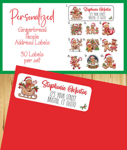 Christmas Gingerbread People Personalized Return Address Labels - Sets of 30, Card Labels