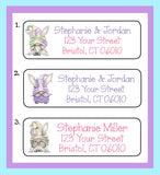 Personalized Spring Easter Bunny Garden Gnomes  Return Address Labels, 30 per sheet