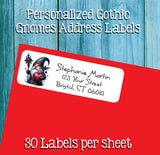 Personalized GOTH Gothic GARDEN GNOMES Address Labels, Return Address Labels, 30 per sheet