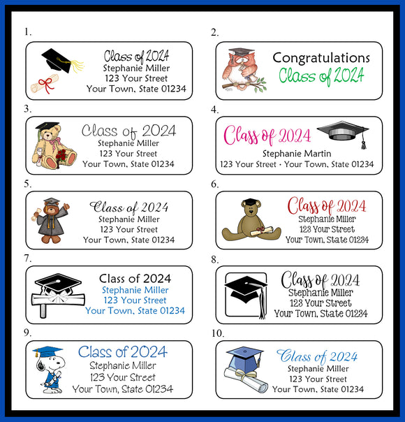 Class of 2024 Personalized GRADUATION Return Address Labels or Party Favor Labels