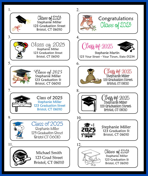 Class of 2025 Personalized GRADUATION Return Address Labels or Party Favor Labels