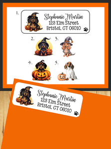 Halloween Dachshunds Address Labels, 30 Return Personalized Address Labels per sheet, Doxie