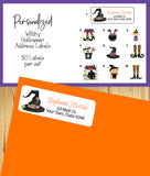 Personalized Halloween Witch Return Address Labels – Cute Little Witchy Mailing Labels, Custom Spooky Address Stickers, Sets of 30