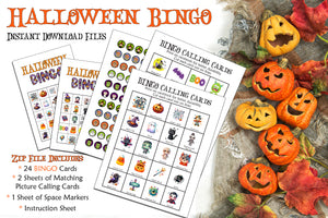 Halloween BINGO Instant Download, Kids Party Game, Classroom Game, School Party