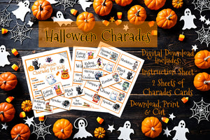 Halloween Charades Game Instant Download, Kids Party Game, Classroom Game, School Party Instant Download