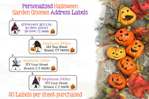 Personalized HALLOWEEN GNOMES Labels, Property of, Address Labels, Sets of 30 Labels, Pumpkins