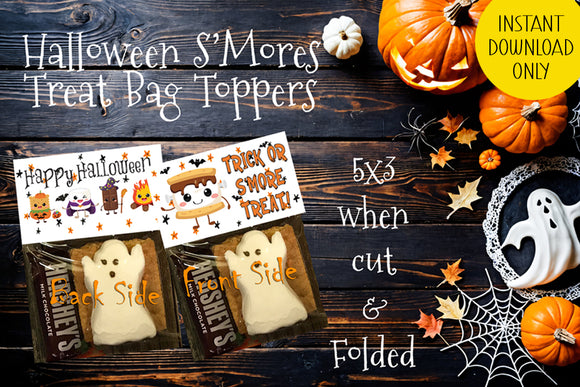 Halloween S'mores Treat Bag Toppers: Printable Boo Bag Tags (PDF Download)