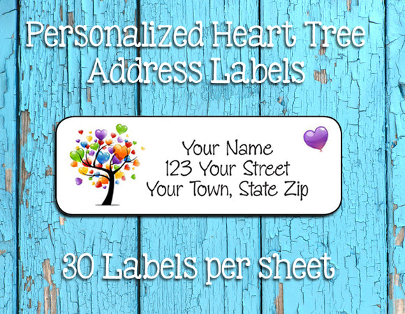 Personalized Rainbow Heart Love Tree Return Address Labels