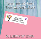 Personalized Rainbow Heart Love Tree Return Address Labels