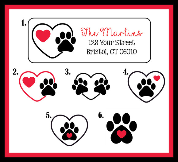 Personalized PAW PRINTS, Cat and Dog Return ADDRESS Labels