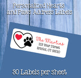 Personalized PAW PRINTS, Cat and Dog Return ADDRESS Labels