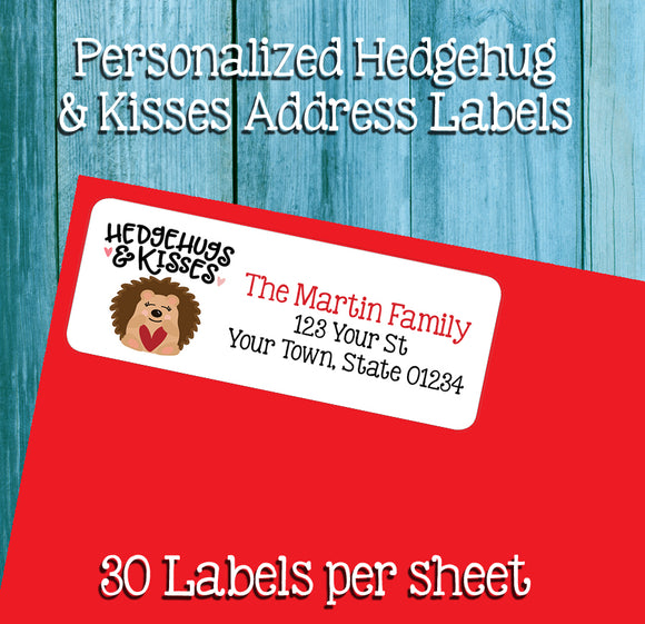 Personalized Hedgehugs and Kisses Return Address Labels - Sets of 30