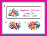 Personalized Hibiscus Return Address Labels, 30 per set - J & S Graphics