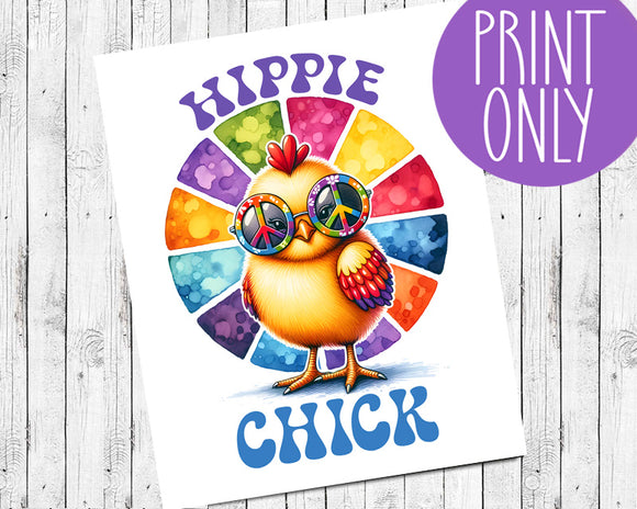 Hippie Chick Wall Decor Instant Download 8x10 Print, Peace, Tie Dye