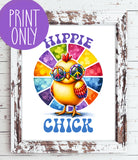 Hippie Chick Wall Decor Instant Download 8x10 Print, Peace, Tie Dye