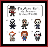 Horror Movie Character Labels, Property of, Address Labels, Sets of 30 Personalized Labels