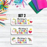 School Supply Labels, Personalized BACK TO SCHOOL Labels, This Belongs to, Teacher Labels, Kids Labels, Unicorn Name Stickers, 30 per set