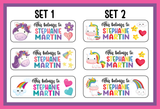 School Supply Labels, Personalized BACK TO SCHOOL Labels, This Belongs to, Teacher Labels, Kids Labels, Unicorn Name Stickers, 30 per set