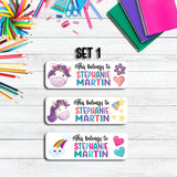 School Supply Labels, Personalized BACK TO SCHOOL Labels, This Belongs to, Teacher Labels, Kids Labels, Unicorn Name Stickers, 30 per set