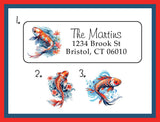 Personalized Koi Fish Address Labels: Return Address, Set of 30 - J & S Graphics
