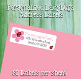 Personalized LADYBUG on FLOWER Address Labels, Return Address Labels, 30 per sheet