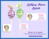 Birthday Party Lollipop Labels, Party Favors, Lollipop Favors, Personalized