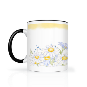 Daisies Design 11oz Color Accent Coffee Mug