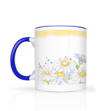 Daisies Design 11oz Color Accent Coffee Mug