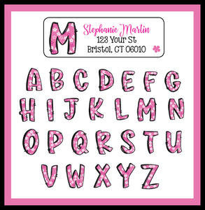 Personalized PINK FLORAL MONOGRAM Address Labels, Return Address Labels, 30 per sheet v2