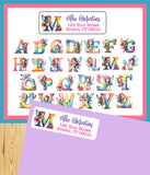 Rainbow Fairy Personalized Monogram Initial Address Labels, Return Address Labels, 30 per sheet
