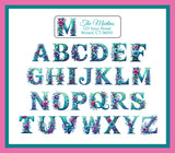 Personalized Teal Floral Monogram Address Labels – Custom Return Address Stickers – Set of 30 – Initial Mailing Labels
