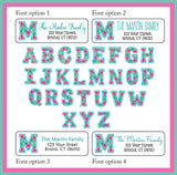 Personalized Tropical Flower Monogram Address Labels – Custom Return Address Stickers – 30 per Set
