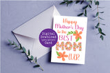 Best Mom Mother's Day, Digital Printable Card, Instant Download, Greeting Card