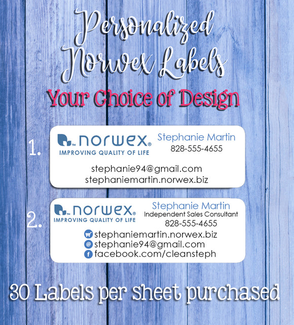 NORWEX Catalog Labels, Return Address, Home Parties, Personalized