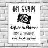 TAG Your Photo Hashtag Sign Instant Download 8x10 Sign - EDITABLE Hashtag Sign, Share your Event or Party Pictures