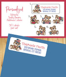 Personalized Address Labels Patriotic Teddy Bears, Sets of 30 Labels